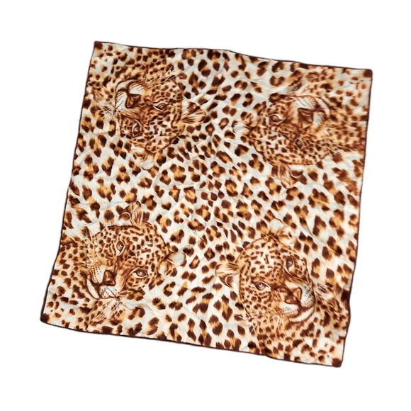 GLENTEX x‎ VINTAGE Made in Japan Leopard print animal motif scarf square - Picture 4 of 9